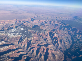 Aerial view of Grand Canyon in USA from airplane window