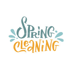 Spring Cleaning - textured lettering text for card, advertising, info message, social media, concept, flyer, website, poster, banner. Hand drawn vector illustration