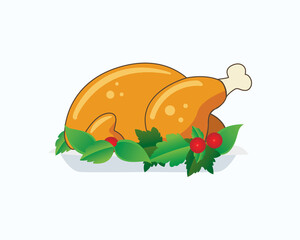 Christmas turkey. isolated flat vector illustration