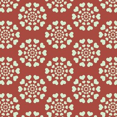 Pattern of snowflakes with hearts