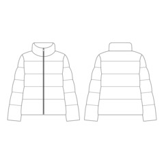 Template women down puffer jacket vector illustration flat design outline clothing collection outerwear © MFKRT