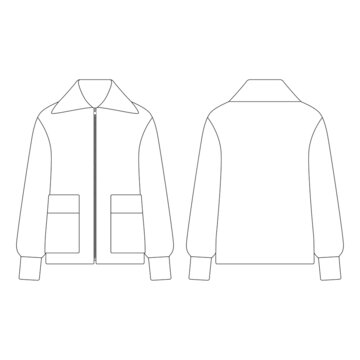 Template women blouson jacket vector illustration flat design outline clothing collection outerwear