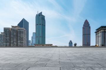 Fototapeta premium Road Surfaces and Financial District Buildings