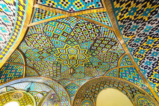 Tehran, Iran &ndash; April 04, 2019: Ceiling of the Karim Khani Nook House, Golestan Palace, Tehran, Islamic Republic of Iran