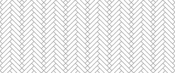 Herringbone floor Vector illustration black white seamless pattern with wooden zigzag panels and planks Brick wall texture Modern interior background Outline monochrome wallpaper Parquet flat design