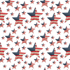 Red, white, and blue Star on seamless background