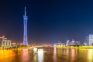 Guangzhou city architecture landscape skyline night view