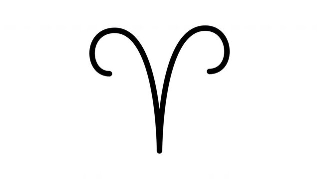 Self drawing animation of Aries symbol, Zodiac sign. 