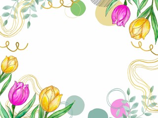 Floral Frame Invitation stock illustration party holiday tulips flower botanical blossom for print
