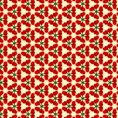 Vector pattern with red hearts on yellow background