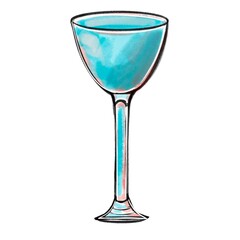 Blue shot glass vector illustration, doodle style