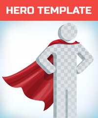 Red cape. Super hero cloak. Superhero cover. Red hero cape. Superhero symbol.