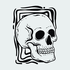 hand drawn black skull illustration premium vector