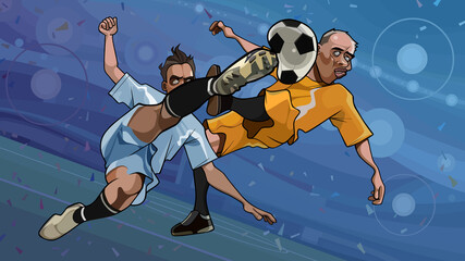 cartoon soccer player missed the ball in the face © westamult