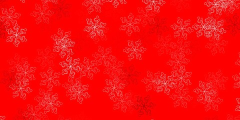 Light red, yellow vector doodle template with flowers.