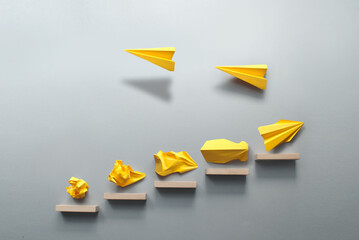 Paper airplane success concept