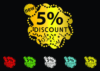 5 percent discount new offer logo and icon design
