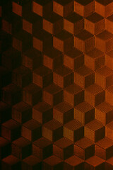 Abstract background with geometric patterns of gold color. 3D effect. backdrop with repeating rectangle shapes or diamond.