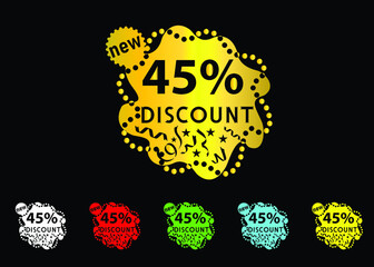 45 percent discount new offer logo and icon design