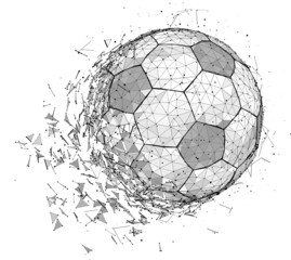 Soccer ball consisting of 3D triangles, lines, points and links. Vector illustration of EPS 10.