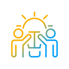 New ideas gradient linear vector icon. Workshop and brainstorming together. Group project. Successful idea. Thin line color symbol. Modern style pictogram. Vector isolated outline drawing