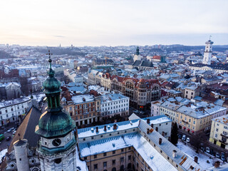 Obraz premium Aerial view of old european city 