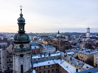 Obraz premium Aerial view of old european city 
