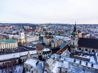 Fototapeta na wymiar Aerial view of old european city 