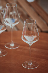 wine glasses on a summer evening on the terrace. romantic evening