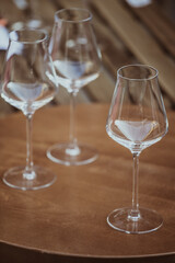 wine glasses on a summer evening on the terrace. romantic evening