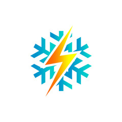 lightning and snow logo vector