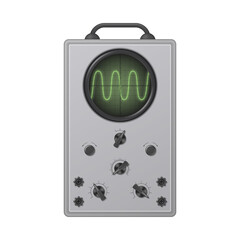Realistic old oscilloscope isolated on white background. Vector illustration.