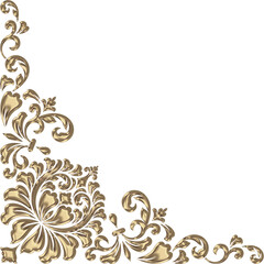 3D-image amber gold  floral swirl corner ornament for ceiling decoration - obrazy, fototapety, plakaty