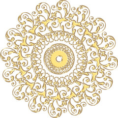 3D-image gold swirl central ornament for ceiling decoration