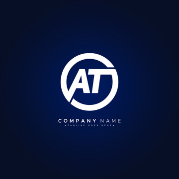 Initial Letter AT Logo - Minimal Business Logo for Alphabet A and T