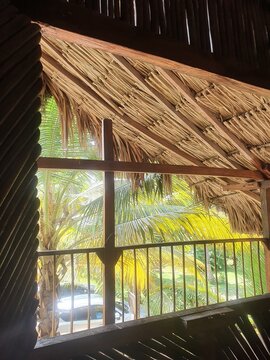 caba&ntilde;a tipica de la costa colombiana, una habitaci&oacute;n con techos de palma paredes de bamb&uacute;, breca, oscura y muy bella.