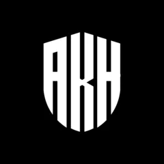 Deurstickers AKH letter logo design. AKH modern letter logo with black background. AKH creative  letter logo. simple and modern letter logo. vector logo modern alphabet font overlap style. Initial letters AKH   © SabrinShaka