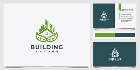 Green House logo Design vector, Nature House Logo. real estate nature logo design concept