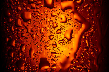background. close up. drops on a glass with an orange drink