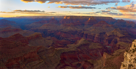 Panoramic View Of Grand Canyon setting sun