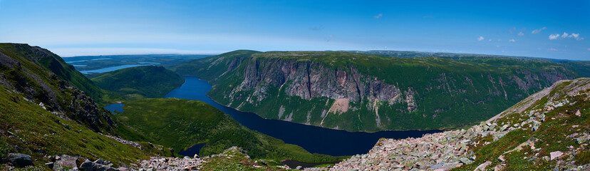 Gros Morne National Park, Newfoundland, Canada.  Ten mile pond from the top of Gros Morne Mountain.