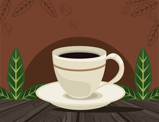 Obraz premium coffee cup and leafs