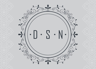 victorian emblem with letters