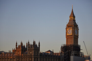 Fototapeta na wymiar Big Ben, Elizabeth Tower, Palace of Westminster, London UK at dawn