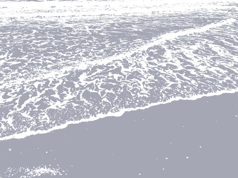 Ocean waves over the sand vector pattern overlay. Grunge sea foam texture background.