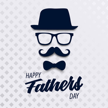 Fathers Day Poster With Bow Tie And Hat Design Template