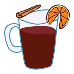 Aromatic spiced hot drink in doodle style. Vector illustration.