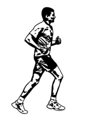 runner sketch and silhouette - vector