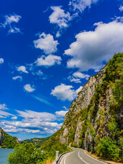 Danube roadway at Djerdap in Serbia