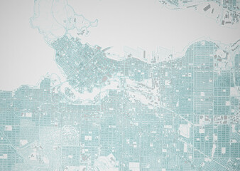 simplified map of the city of vancouver aerial view - obrazy, fototapety, plakaty